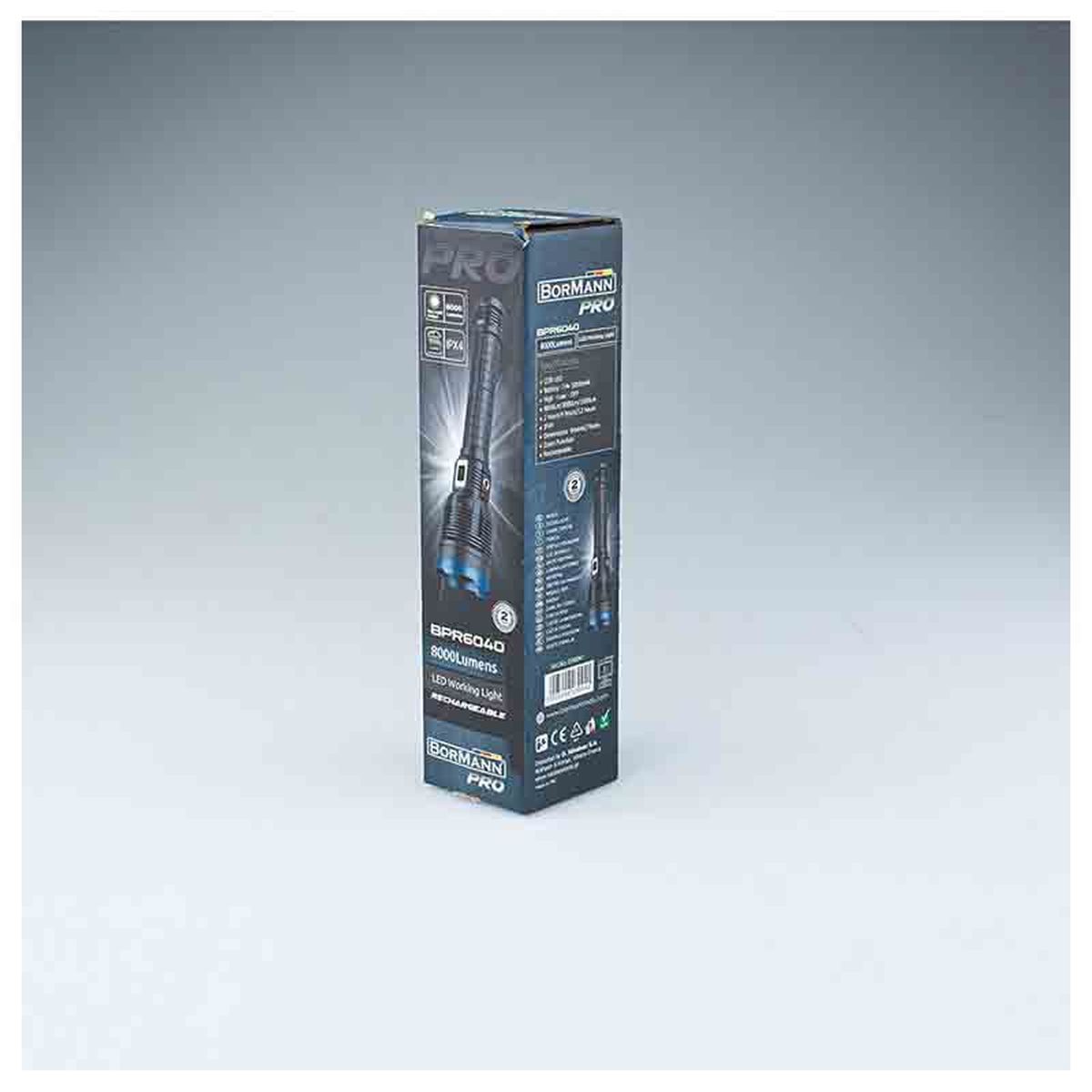 Rechargeable LED Flashlight 8000Lm BPR6040 030041 Bormann Pro