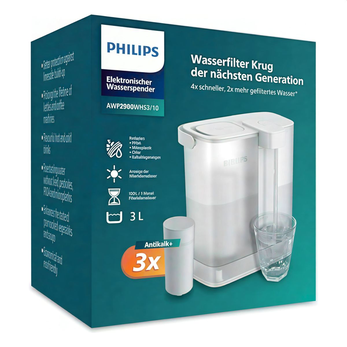 Φορητός Διανομέας Νερού Μπαταρίας με Φίλτρο Αποσκλήρυνσης (3 Φίλτρα AWP225) 3,0Lt AWP2980WHS3 Philips